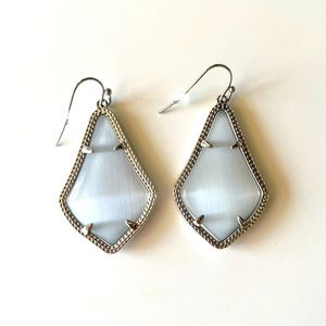 Kendra Scott Alex Silver Drop Earrings in Slate Cats Eye